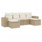 Preview: 6-tlg. Garten-Sofagarnitur mit Kissen Beige Poly Rattan