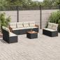 Preview: ARDEBO.de - 9-tlg. Garten-Sofagarnitur mit Kissen Schwarz Poly Rattan