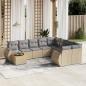 Preview: ARDEBO.de - 10-tlg. Garten-Sofagarnitur mit Kissen Beige Poly Rattan