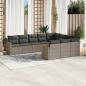 Preview: ARDEBO.de - 10-tlg. Garten-Sofagarnitur mit Kissen Grau Poly Rattan