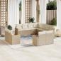 Preview: ARDEBO.de - 11-tlg. Garten-Sofagarnitur mit Kissen Beige Poly Rattan