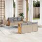 Preview: ARDEBO.de - 7-tlg. Garten-Sofagarnitur mit Kissen Beige Poly Rattan