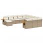 Preview: 11-tlg. Garten-Sofagarnitur mit Kissen Beige Poly Rattan