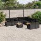 Preview: ARDEBO.de - 11-tlg. Garten-Sofagarnitur mit Kissen Schwarz Poly Rattan