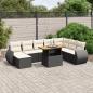 Preview: ARDEBO.de - 9-tlg. Garten-Sofagarnitur mit Kissen Schwarz Poly Rattan