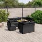 Preview: ARDEBO.de - 9-tlg. Garten-Sofagarnitur mit Kissen Schwarz Poly Rattan