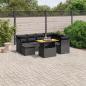 Preview: ARDEBO.de - 8-tlg. Garten-Sofagarnitur mit Kissen Schwarz Poly Rattan