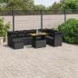 Preview: ARDEBO.de - 9-tlg. Garten-Sofagarnitur mit Kissen Schwarz Poly Rattan