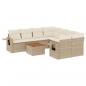 Preview: 9-tlg. Garten-Sofagarnitur mit Kissen Beige Poly Rattan