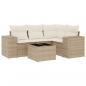 Preview: 5-tlg. Garten-Sofagarnitur mit Kissen Beige Poly Rattan