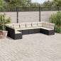 Preview: ARDEBO.de - 10-tlg. Garten-Sofagarnitur mit Kissen Schwarz Poly Rattan