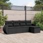 Preview: ARDEBO.de - 5-tlg. Garten-Sofagarnitur mit Kissen Schwarz Poly Rattan