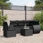 Preview: ARDEBO.de - 6-tlg. Garten-Sofagarnitur mit Kissen Schwarz Poly Rattan