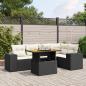 Preview: ARDEBO.de - 6-tlg. Garten-Sofagarnitur mit Kissen Schwarz Poly Rattan