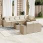 Preview: ARDEBO.de - 9-tlg. Garten-Sofagarnitur mit Kissen Beige Poly Rattan