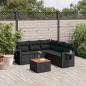 Preview: ARDEBO.de - 6-tlg. Garten-Sofagarnitur mit Kissen Schwarz Poly Rattan