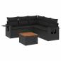 Preview: 6-tlg. Garten-Sofagarnitur mit Kissen Schwarz Poly Rattan