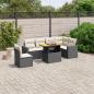 Preview: ARDEBO.de - 7-tlg. Garten-Sofagarnitur mit Kissen Schwarz Poly Rattan