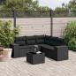 Preview: ARDEBO.de - 6-tlg. Garten-Sofagarnitur mit Kissen Schwarz Poly Rattan