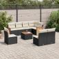 Preview: ARDEBO.de - 9-tlg. Garten-Sofagarnitur mit Kissen Schwarz Poly Rattan