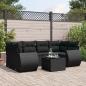 Preview: ARDEBO.de - 7-tlg. Garten-Sofagarnitur mit Kissen Schwarz Poly Rattan