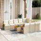 Preview: ARDEBO.de - 11-tlg. Garten-Sofagarnitur mit Kissen Beige Poly Rattan