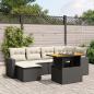 Preview: ARDEBO.de - 7-tlg. Garten-Sofagarnitur mit Kissen Schwarz Poly Rattan