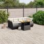 Preview: ARDEBO.de - 7-tlg. Garten-Sofagarnitur mit Kissen Schwarz Poly Rattan