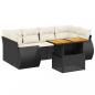 Preview: 7-tlg. Garten-Sofagarnitur mit Kissen Schwarz Poly Rattan