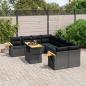 Preview: ARDEBO.de - 9-tlg. Garten-Sofagarnitur mit Kissen Schwarz Poly Rattan