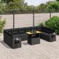 Preview: ARDEBO.de - 11-tlg. Garten-Sofagarnitur mit Kissen Schwarz Poly Rattan