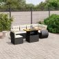 Preview: ARDEBO.de - 7-tlg. Garten-Sofagarnitur mit Kissen Schwarz Poly Rattan