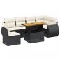 Preview: 7-tlg. Garten-Sofagarnitur mit Kissen Schwarz Poly Rattan