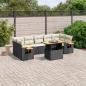 Preview: ARDEBO.de - 8-tlg. Garten-Sofagarnitur mit Kissen Schwarz Poly Rattan