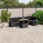 Preview: ARDEBO.de - 7-tlg. Garten-Sofagarnitur mit Kissen Schwarz Poly Rattan