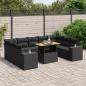 Preview: ARDEBO.de - 10-tlg. Garten-Sofagarnitur mit Kissen Schwarz Poly Rattan