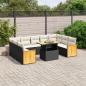 Preview: ARDEBO.de - 10-tlg. Garten-Sofagarnitur mit Kissen Schwarz Poly Rattan