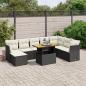 Preview: ARDEBO.de - 9-tlg. Garten-Sofagarnitur mit Kissen Schwarz Poly Rattan