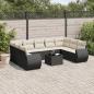 Preview: ARDEBO.de - 10-tlg. Garten-Sofagarnitur mit Kissen Schwarz Poly Rattan