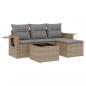 Preview: 4-tlg. Garten-Sofagarnitur mit Kissen Beige Poly Rattan