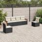 Preview: ARDEBO.de - 6-tlg. Garten-Sofagarnitur mit Kissen Schwarz Poly Rattan