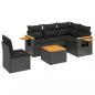 Preview: 6-tlg. Garten-Sofagarnitur mit Kissen Schwarz Poly Rattan