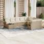 Preview: ARDEBO.de - 10-tlg. Garten-Sofagarnitur mit Kissen Beige Poly Rattan