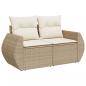 Preview: 6-tlg. Garten-Sofagarnitur mit Kissen Beige Poly Rattan