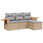 Preview: 4-tlg. Garten-Sofagarnitur mit Kissen Beige Poly Rattan