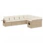 Preview: 9-tlg. Garten-Sofagarnitur mit Kissen Beige Poly Rattan