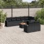 Preview: ARDEBO.de - 9-tlg. Garten-Sofagarnitur mit Kissen Schwarz Poly Rattan