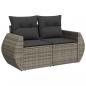 Preview: 9-tlg. Garten-Sofagarnitur mit Kissen Grau Poly Rattan