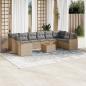 Preview: ARDEBO.de - 11-tlg. Garten-Sofagarnitur mit Kissen Beige Poly Rattan