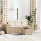 Preview: ARDEBO.de - 4-tlg. Garten-Sofagarnitur mit Kissen Beige Poly Rattan